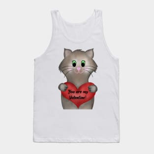 You are my Valentine - Cat with heart Tank Top